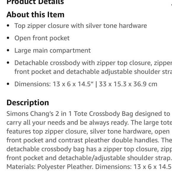 Simon Chang New Tote and matching Crossbody - Picture 4 of 4